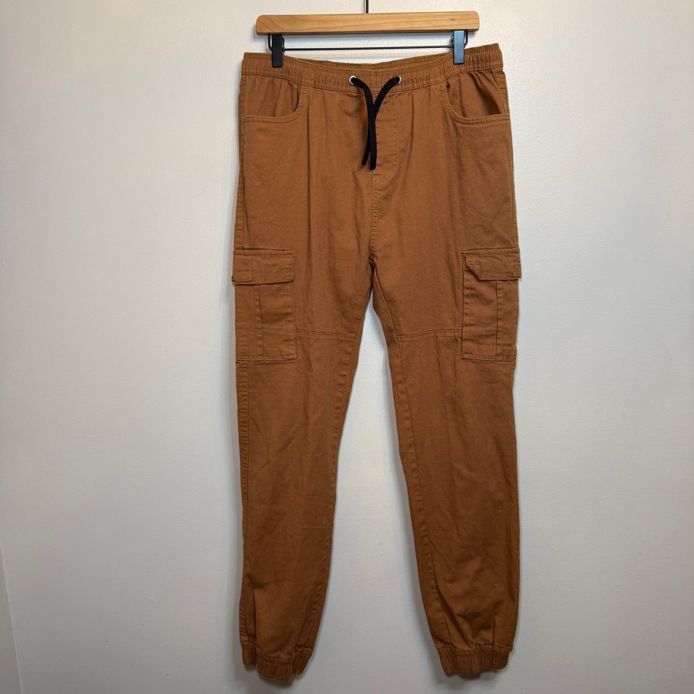 Phat Farm Stretch Cargo Jogger Pants Brown Elastic Waist Tapered Women's Large